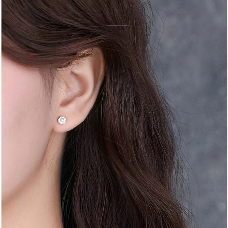 Mother's day S999 Sterling Silver tud Earrings Korean Mini Small Heart Jutterfly Stud Earrings for Women Ear Piercing Jewelry