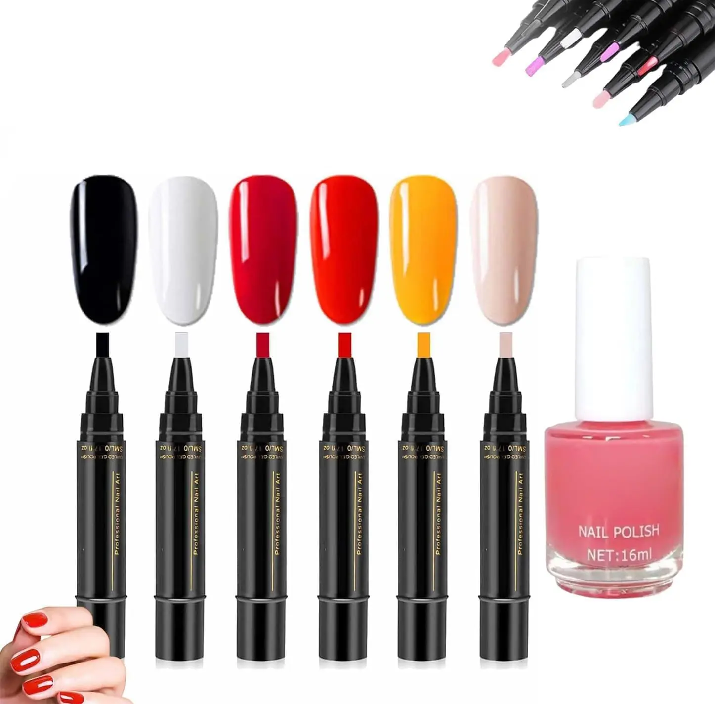 6Pcs/Set Polishey Nails Pens, Polishey Nail Polish Pens For Nails