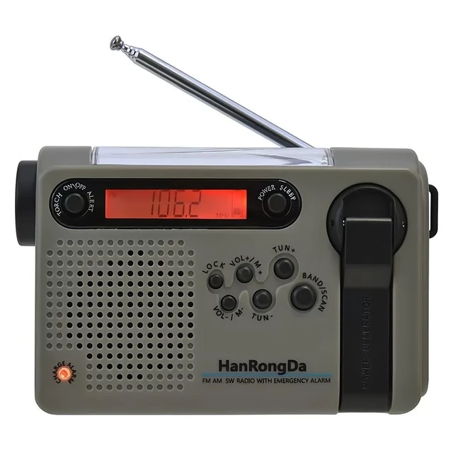 Radio multibanda HRD900 para prevención de accidentes y emergencia, carga  Solar, manivela de mano, iluminación de generación de energía, FM portátil  - AliExpress
