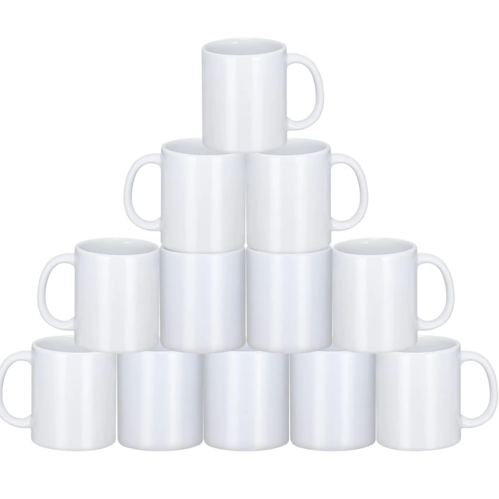 Tazas de Sublimación HTVRONT, Tazas de Cerámica Blancas para Sublimación, Tazas al por Mayor para Café, Té, Latte, Sopa, Leche, Chocolate Caliente, Juego de 12 de 11 oz