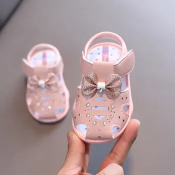 Toddler Baby Girl Shoes Summer Soft Bottom Anti-Slip First Walkers Breathable Princess Sandals Newborn Bowknot Beach Sandalias