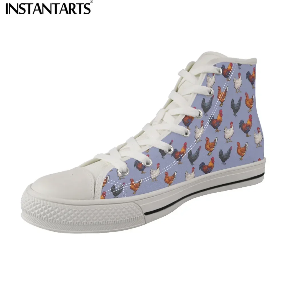 Rooster Hen/Chickens Pattern High Top Men Canvas Shoes Male Casual Vulcanize Flats Shoes Spring Teen Boys Sneakers