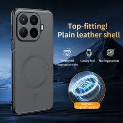 Luxury Magnetic Silicone PU Leather Shockproof Phone Case with MagSafe Compatibility for Xiaomi 17T Pro (GRAY)