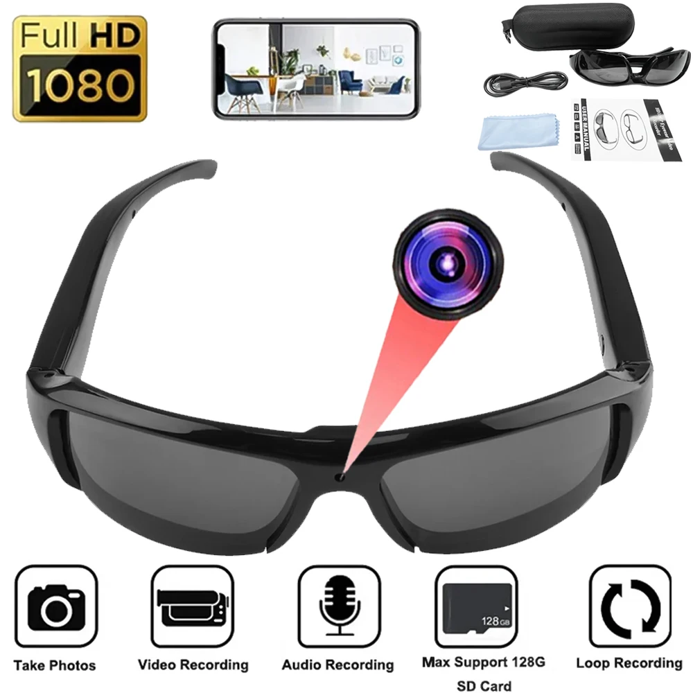 HD 1080P Mini Glasses Camera Portable Video Recorder Wearable Sunglasses Camera Outdoor Sports DV DVR Surveillance Camcorder 1 HD 1080P Mini Glasses Camera Portable Video Recorder Wearable Sunglasses Camera Outdoor Sports DV DVR Surveillance Camcorder 1