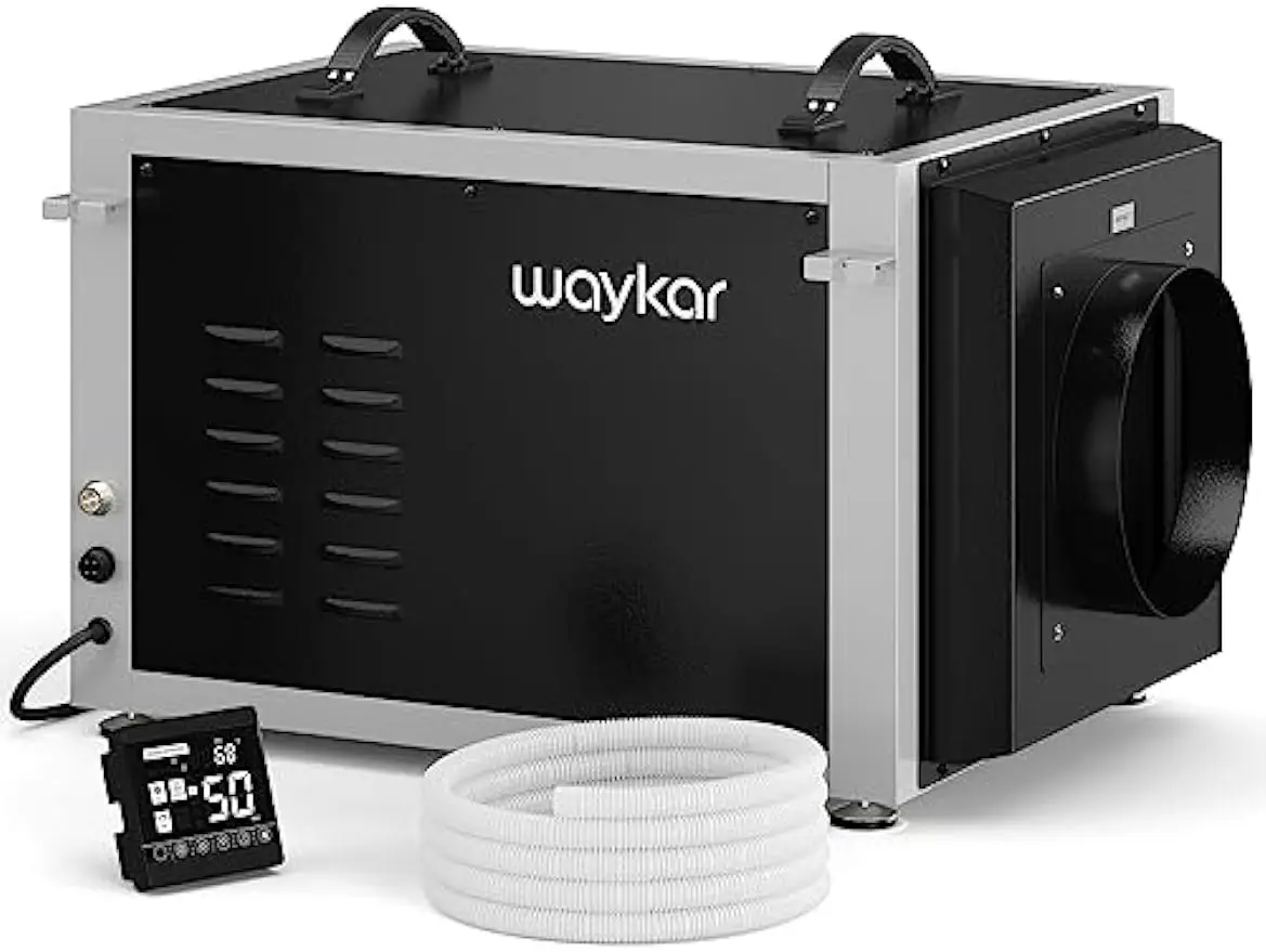 

Коммерческий осушитель Waykar 158 пинт для ползающих помещений, промышленный осушитель с двойным воздуховодом HVAC и дренажным шлангом
