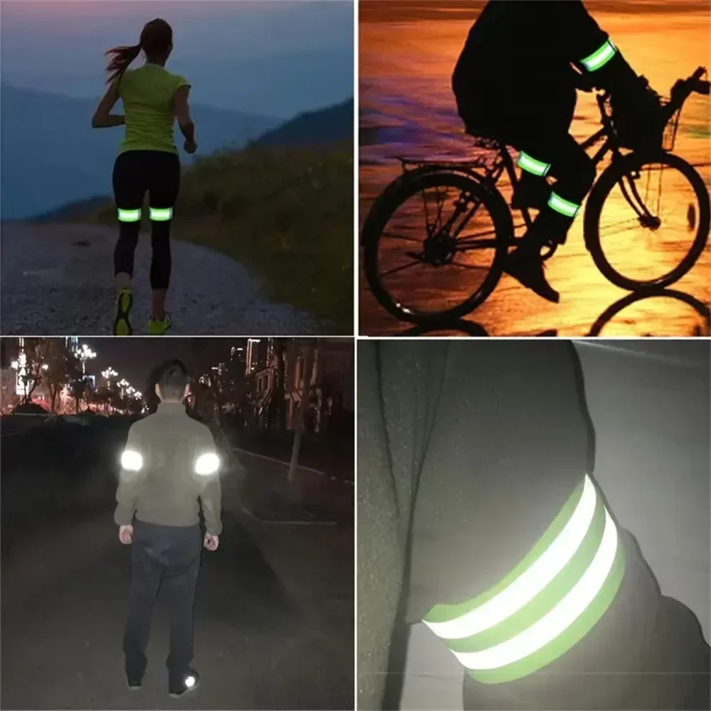 2개 세트 러닝 반사 암밴드 손목 발목 다리용 LED 반사띠 야간 사이클링 안전 라이트 테이프 LED 팔찌 스트랩