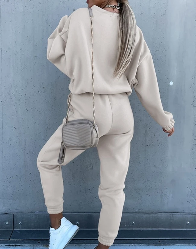 Women's O-Neck Sweatshirt and Drawstring Cuffed Pants Set Top Selling On Similar Deals Fashionable Autumn and Winter Sports Set