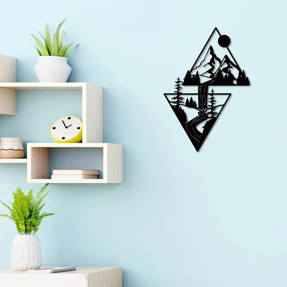 Scenery Theme Decor Wall Art Decorations Mountain Metal Wall Decor Sign Metal Gift Triangle Art For Living Room metal wall decor