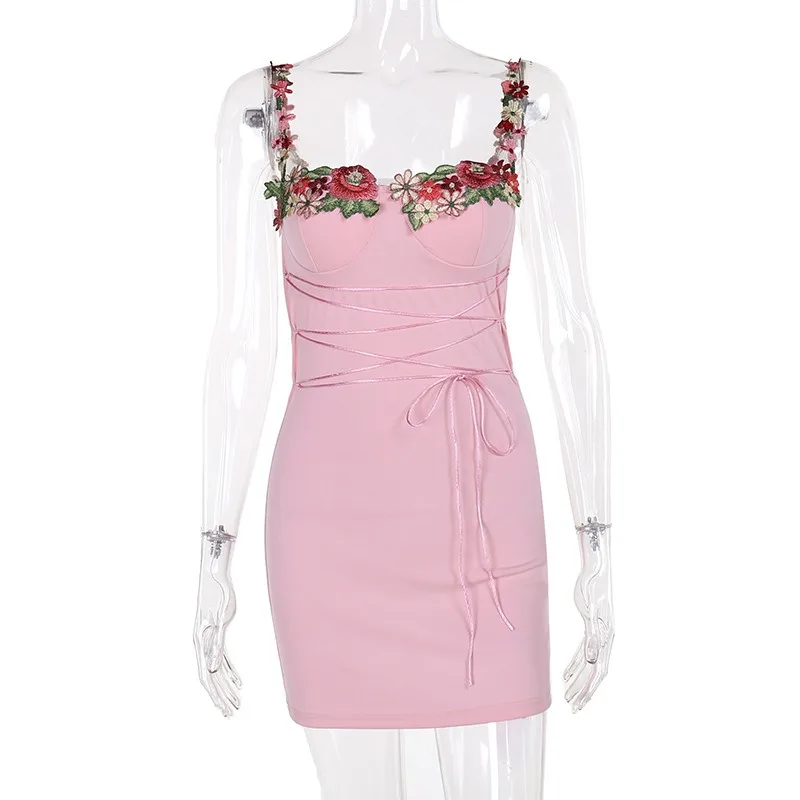 希少 絶版品 リヤドロ Verano In Fantil Summer OCEANLOVE Y2k Floral Women Dresses Spring Summer Beading