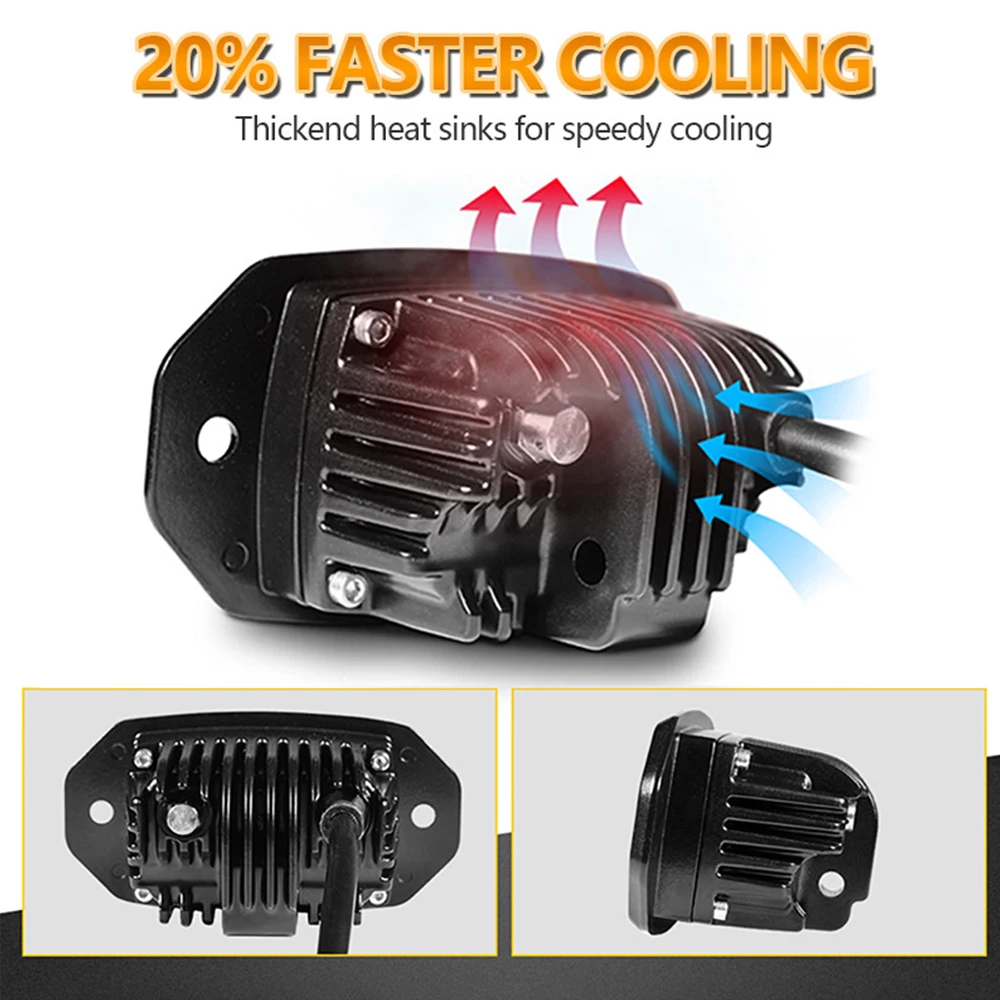 4,3 Zoll LED-Arbeitslichtleiste, Einbaumontage, LED-Flutlicht, Nebelscheinwerfer für 4 x 4 Off-Road, Jeep, SUV, UTV, Boot, Motorrad – Detail 11