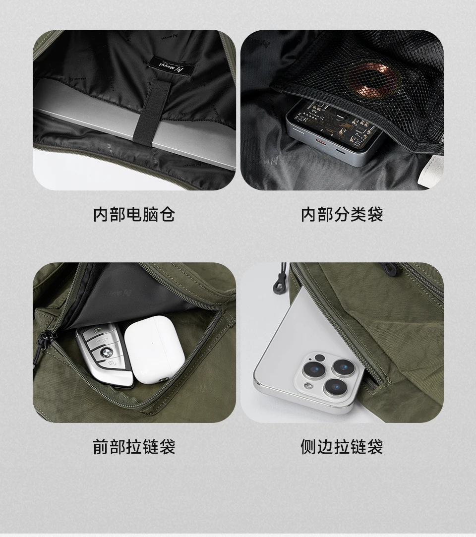 MOYYI Stilvolle Herren-Umhängetasche, große 15-Zoll-Laptop-Umhängetasche, leichte Sport-Reise-Umhängetasche, Design mit mehreren Taschen – Detail 8