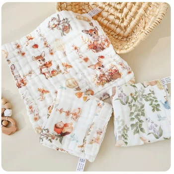 3pc/5pc Baby Towel Set Cotton 6 Layer Guaze Newborn Burp Cloths Baby Drool Face Towel Super Soft Muslin Squares Baby Care 3