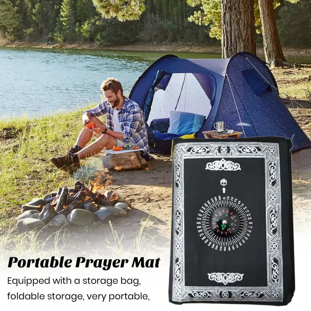 

Travel Prayer Mat with Compass Waterproof Muslim Prayer Mat Foldable Prayer Rug Ramadan Gifts Embossing Floor Carpets