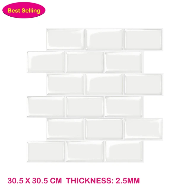 Best Price for Wall Stickers Self Adhesive White Color Wallpaper 30.5 30.5mm Brick Waterproof Stickers for Home Renovation