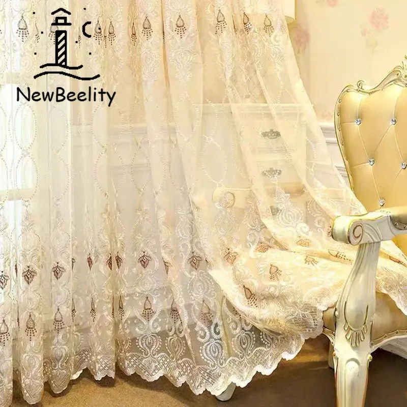 

High-grade European-style Embroidery Light-transmitting Luxury Household Window Screens Curtains for Living Dining Room Bedroom