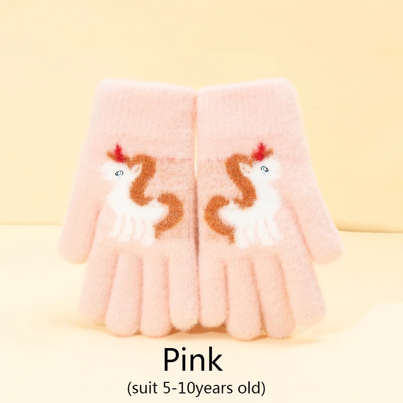 Cartoon Unicorn Cute Baby Warm Winter Children's Gloves Full Finger Boys Girls Mittens Gloves 5-10Years Old winter gloves baby mittens