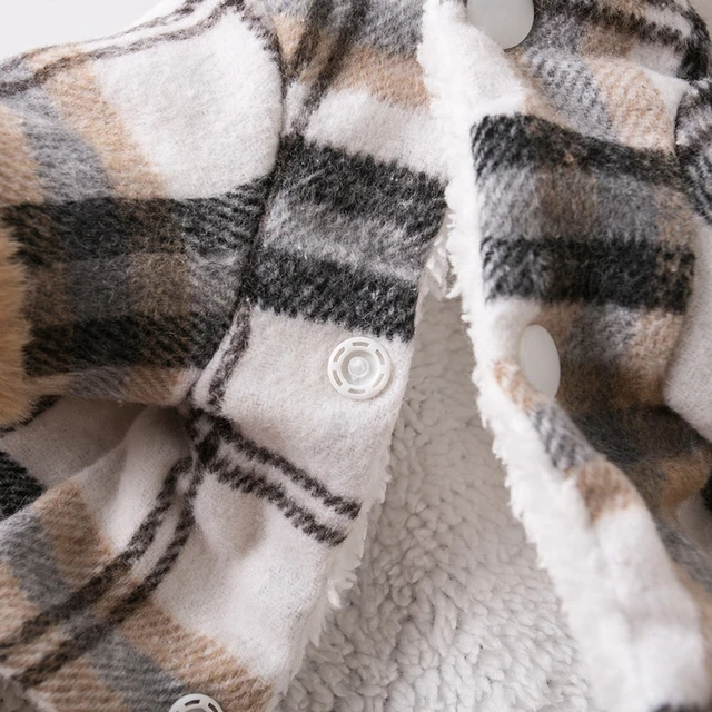 Winter Pet Jacket Clothes Grid Warm Small Dogs Clothing With Fur Collar Cotton Pet Outfits French Bulldog Coat Vest Chihuahua 5
