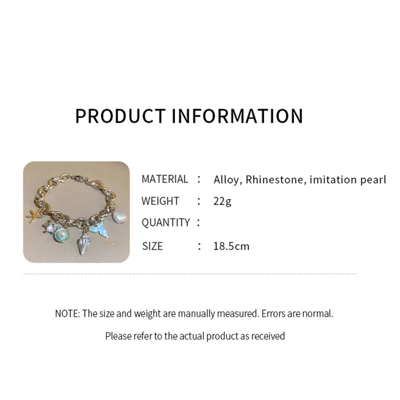 Pulseira feminina com pingente de estrela-do-mar, concha e pérola de imitação, corrente dourada, estilo bracelete, joia para o verão na praia._voghion.com