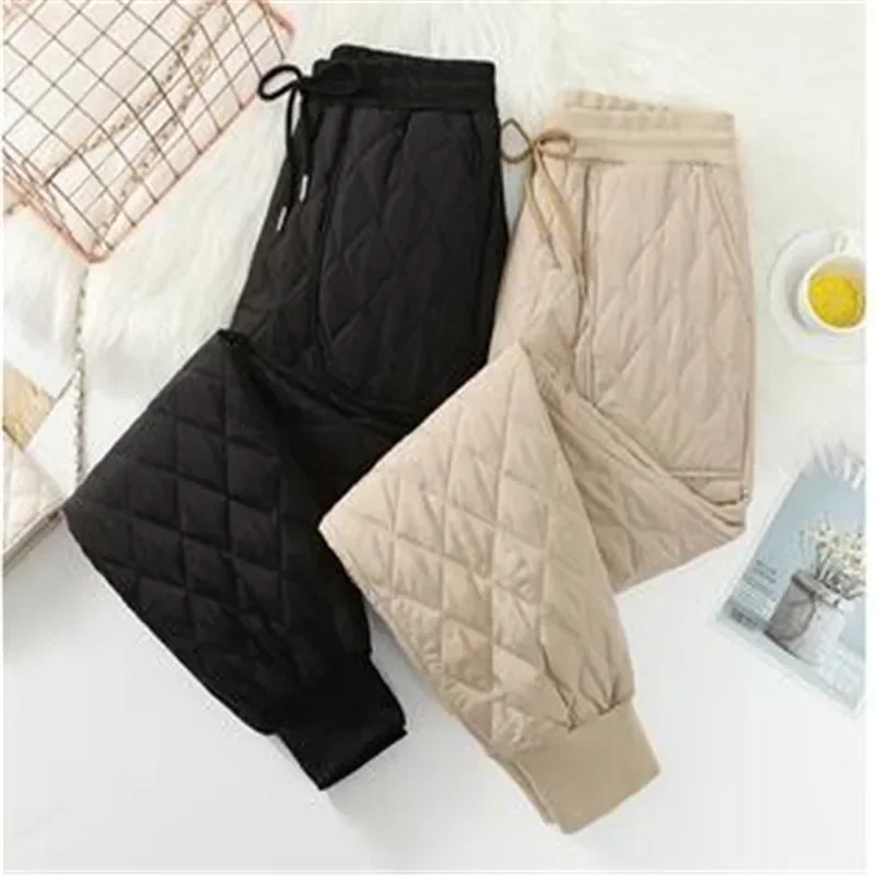 Winter Down Cotton Ultra-light 4XL Jogging Pant Women's Casual Warm Loose Harem Pantalones Thick High Waist Capris trouser