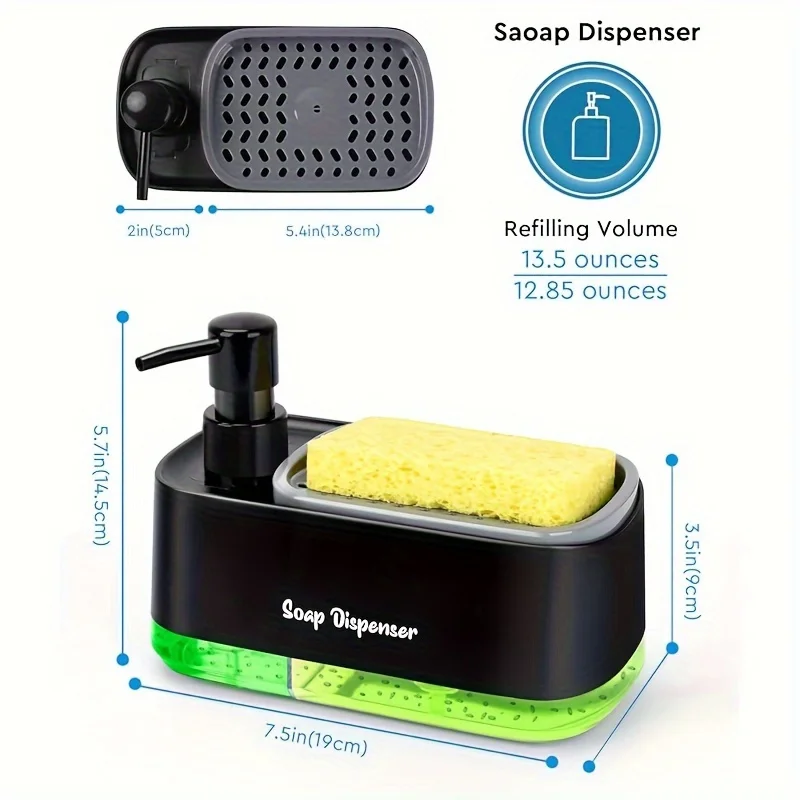 Hand and Dish Soap Dispenser Set Dual 3-in-1 Countertop Pump Kitchen Sink Sponge Holder soap dispenser foaming soap dispenser soap dispenser bottle