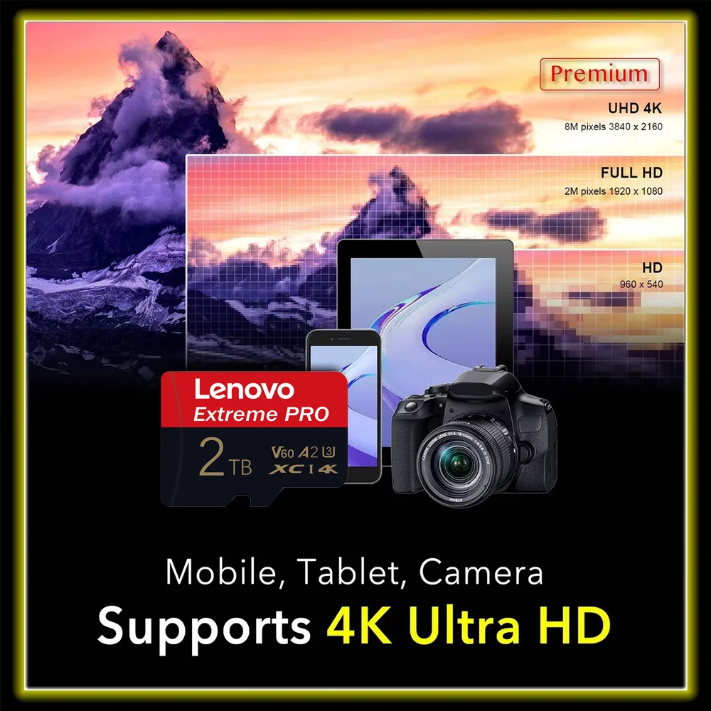 레노버 고속 마이크로 TF SD 카드 메모리 카드 512GB 256GB 128GB 메모리 카드 카메라 감시 장치용 안정적인 성능