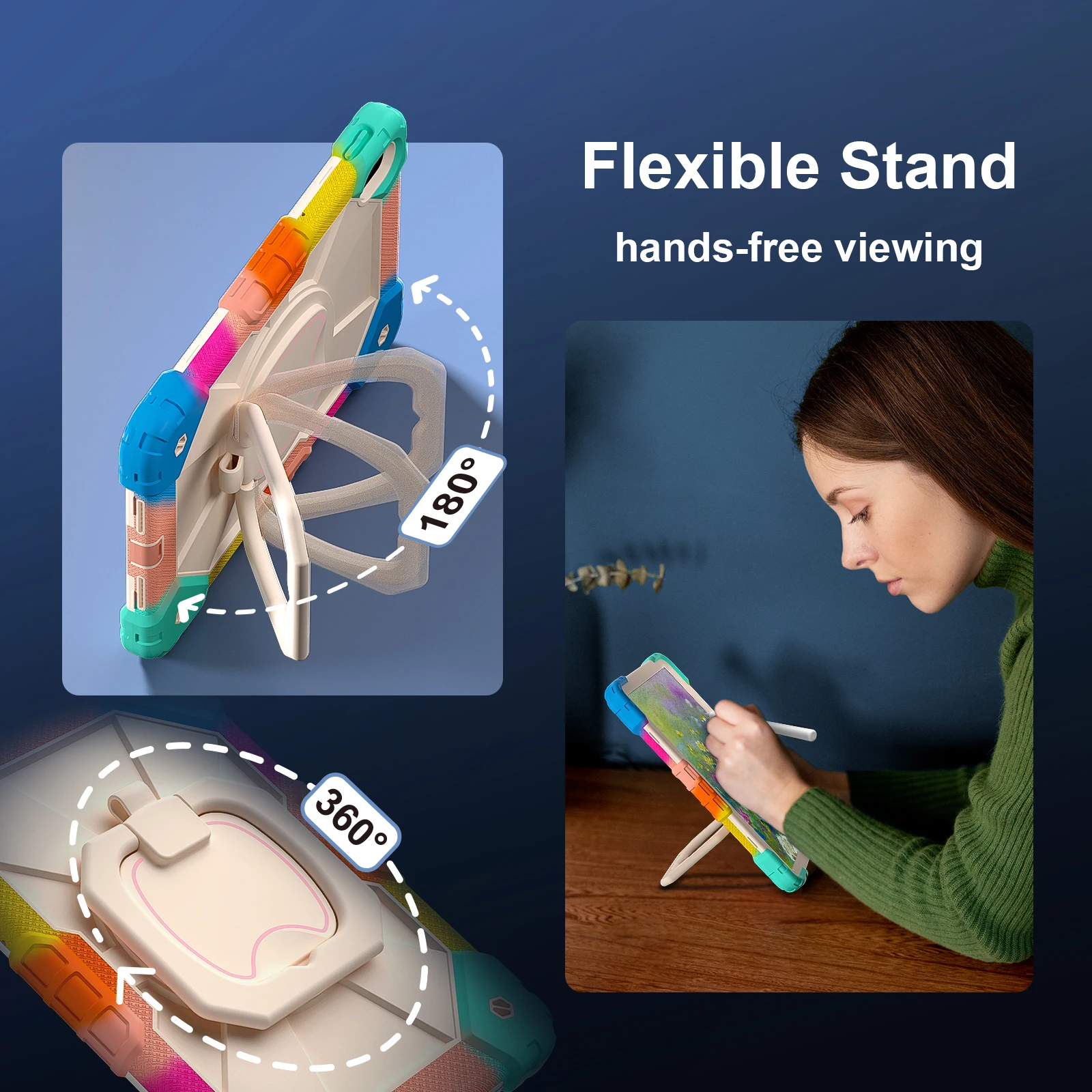 Silicone Armor Case For Huawei Matepad Se Tablet With Rotating Stand_voghion.com