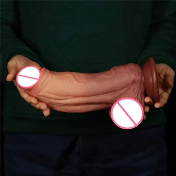 Soft Realistic Dildo with Double Density Lesbian Anal Dilator Huge Sucker Penis Monster Dragon Thick Dildo Sex Toys for Women 18 5