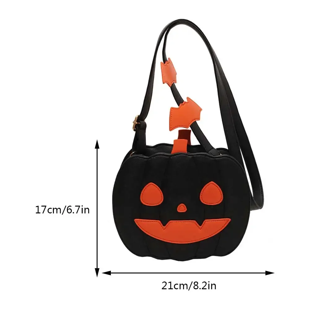 Pumpkin Crossbody Bag for Women Pumpkin Shoulder Bag Female Halloween PU Leather Demon Messenger Halloween Shopper
