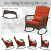 Outdoor Wicker Rocking Chairs, 3 Pieces Patio Furniture Rattan Rocker Chairs Wicker Rocking Bistro Set with Cushions and Side Ta 3