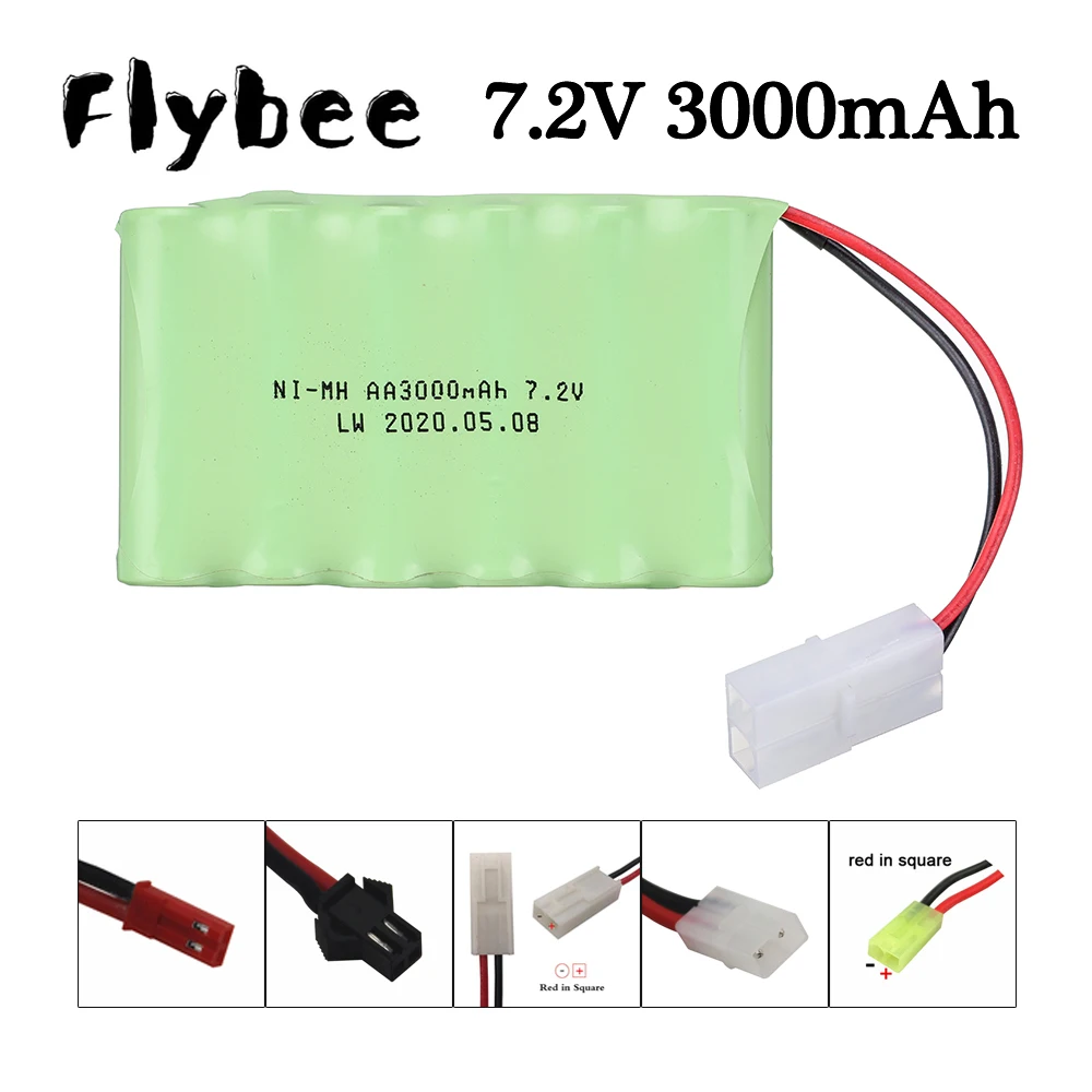 Batteria 7.2V 3000Mah Tamiya/Sm/Jst Plug Per Rc Cars Trucks Robot Tanks Gun Boats Nimh Battery Pack Aa 7.2V Batteria Ricaricabile