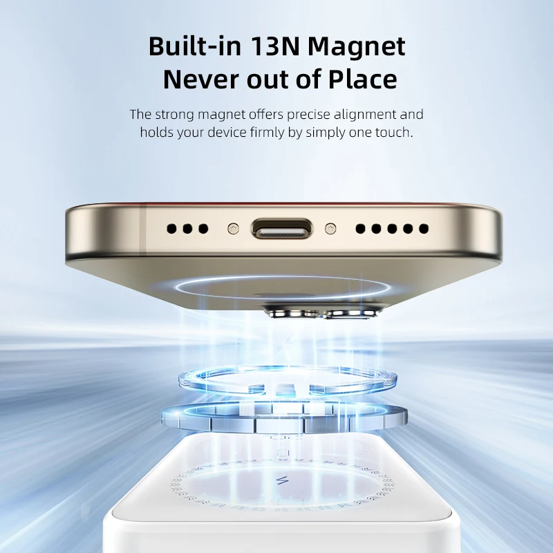 Vyvylabs Portable Power Bank Magnetic Travel Charger Stand 10000mAh 20W Fast Charging Mini Wireless Charging Station 6