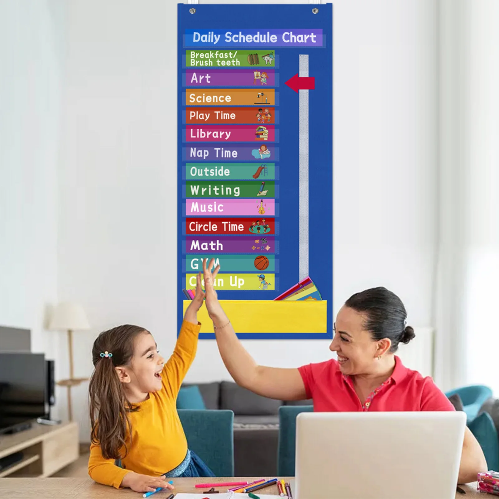 

Kids Daily Schedule Pocket Chart Teacher Classroom Scheduling Charts Education Scheduling Chart For School Office Home School