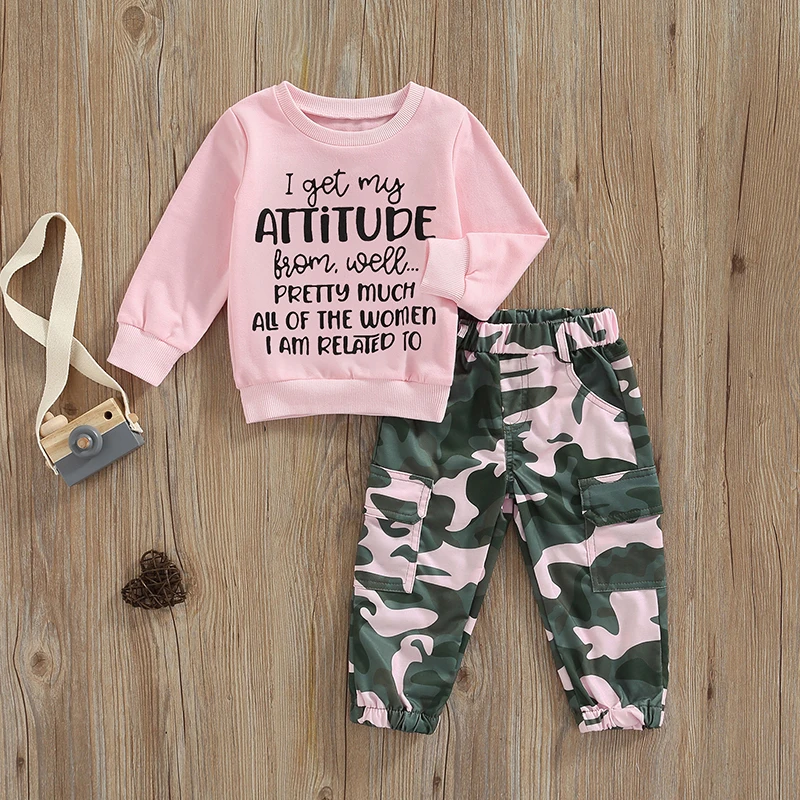 Toddler Girls Sweatshirt & Camo Pants Set 2