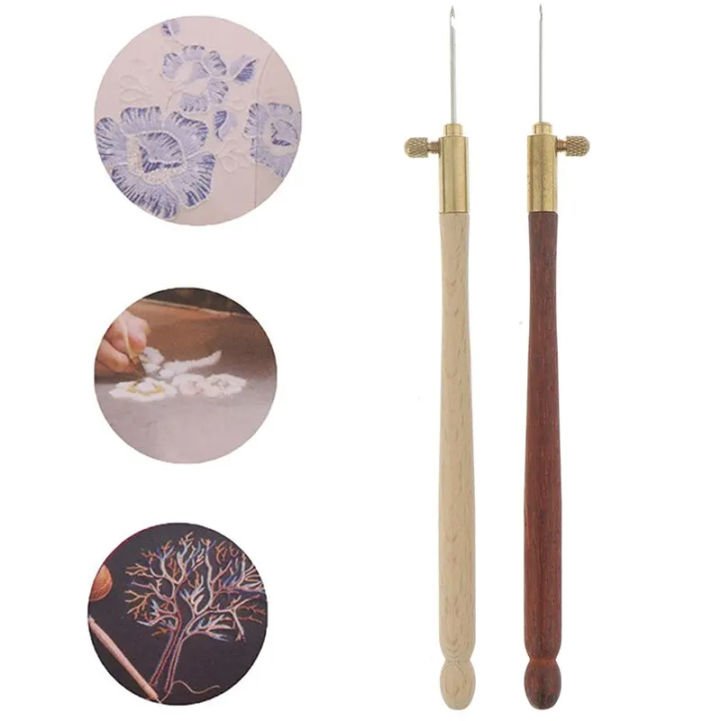 1pc French Beech wood Crochet Embroidery Needles Tambour Crochet Hook Luneville Hook with 3 Needles Best Sellers