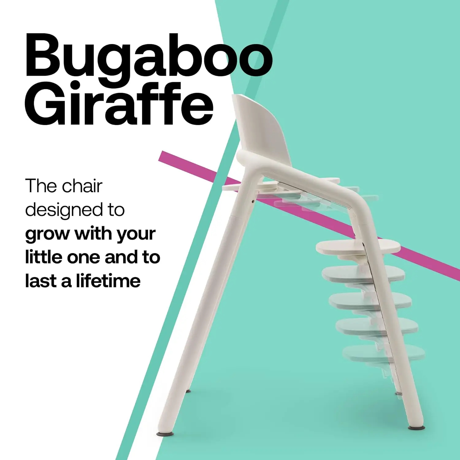 

Bugaboo Giraffe Wooden Baby High Chair, Adjustable in 1 Second, Easy to Clean, Safe and Ergonomic Highchair, Suitable from Birth