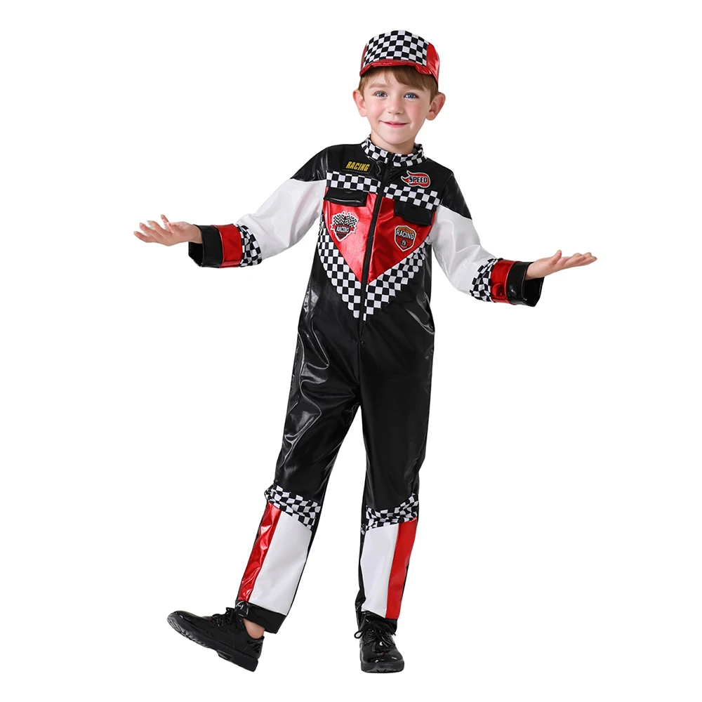 Child Race Car Driver Halloween Role-Playing Costume Kids Racer Uniform Fancy-Dress Ideas Birthday Gift And Party kids cosplay costume