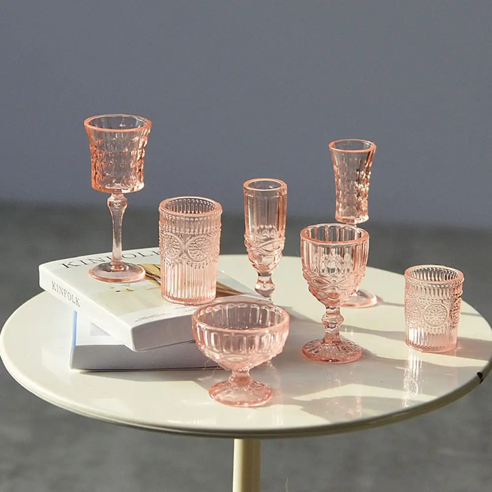 7PCS 1/6 Scale Miniature Wine Glass Multicolor Dollhouse Water Cup Creative Doll Kitchenware for Dollhouse