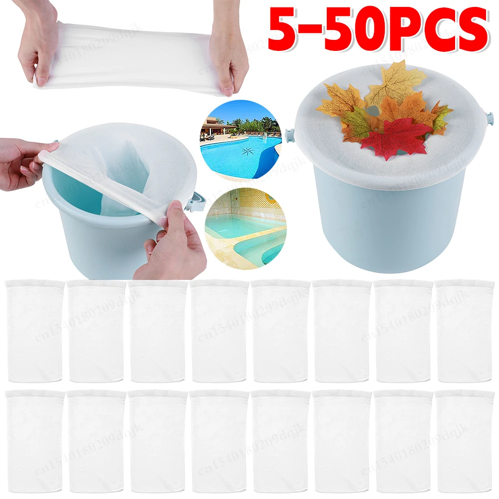 Pool Skimmer Socks 5-50PCS Pool Skimmer Socks Swimming Pool Filter Socks Basket Skimmer Elastic Nylon Mesh Filter Debris Leaves Storage