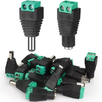 5 คู่ 12V ชาย + หญิง 2.1x5.5MM DC Power Jack ปลั๊กอะแดปเตอร์ Barrel Connector สําหรับกล้องวงจรปิดความปลอดภัยกล้อง Led Strip 1