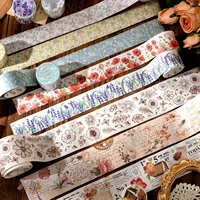 TIANZI 30mm/50mm*2m Vintage Plant Masking Washi Tape Flowers Sticker Aesthetics Diy Scrapbooking Sticker School Supplies 2