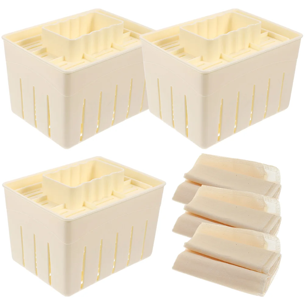 

3 Sets Tofu Press Mould DIY Homemade Tofu Maker Pressing Mold with Cheese Cloth