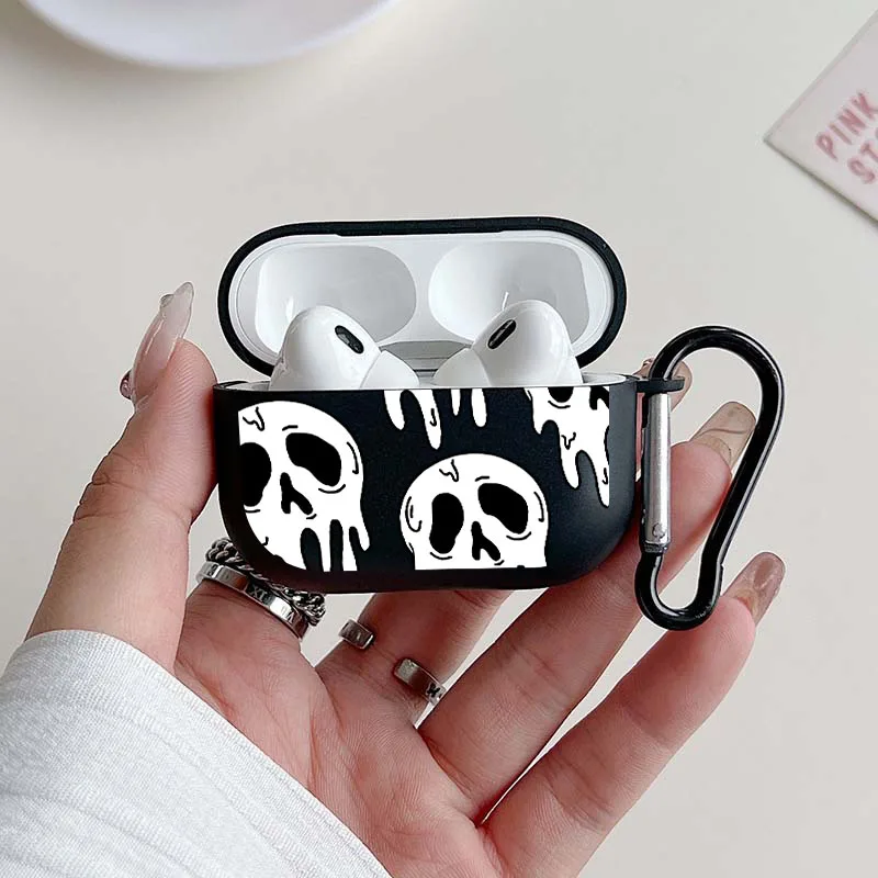 Wireless Headset Protective Case for Airpods with White Skull Pattern