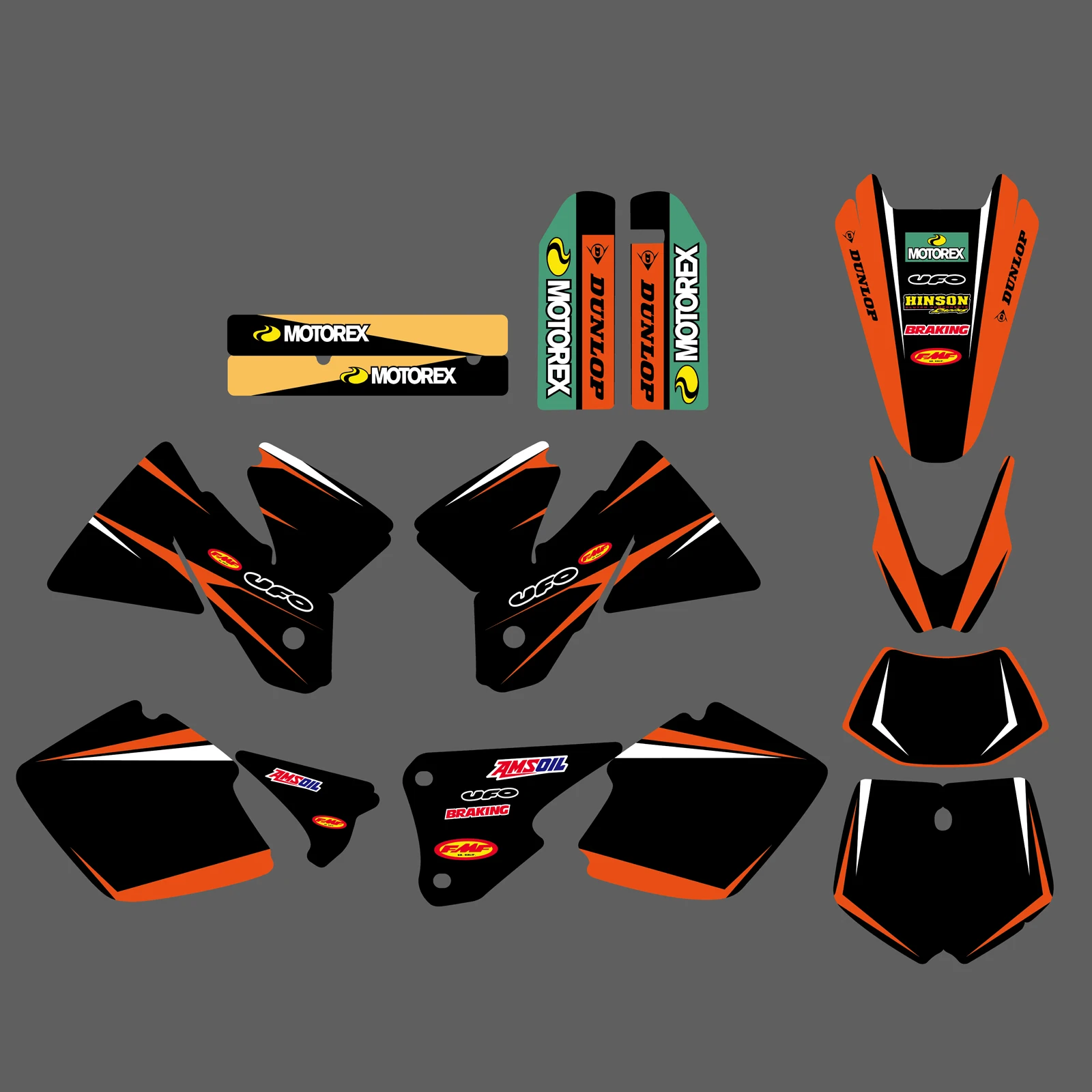 

0263 NEW TEAM GRAPHICS WITH MATCHING BACKGROUNDS FIT FOR KTM EXC 125 200 250 300 380 400 1998 1999 2000 FULL SIZE MODELS