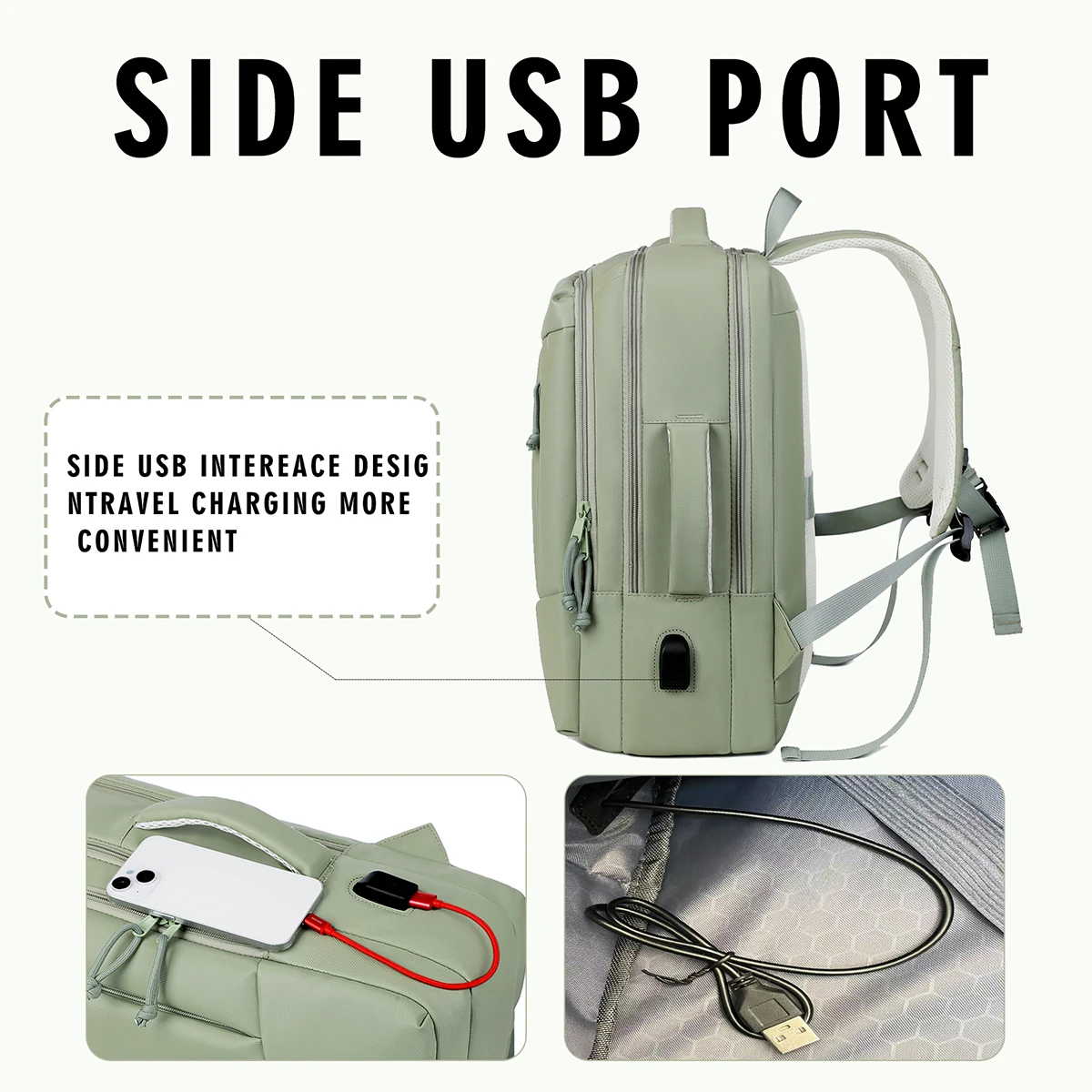 Travel Backpack Men's Business Backpack School Bag USB Rechargeable Backpack Large-Capacity Laptop Fashion Backpack