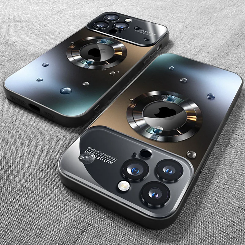 Luxury Matte Magnetic Wireless Charging Case with Glass Lens Camera Protection Cover