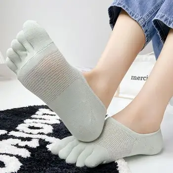 여성 5 손가락 면 보트 양말, 짧은 양말, 봄 여름 및 가을 패션, 1 쌍