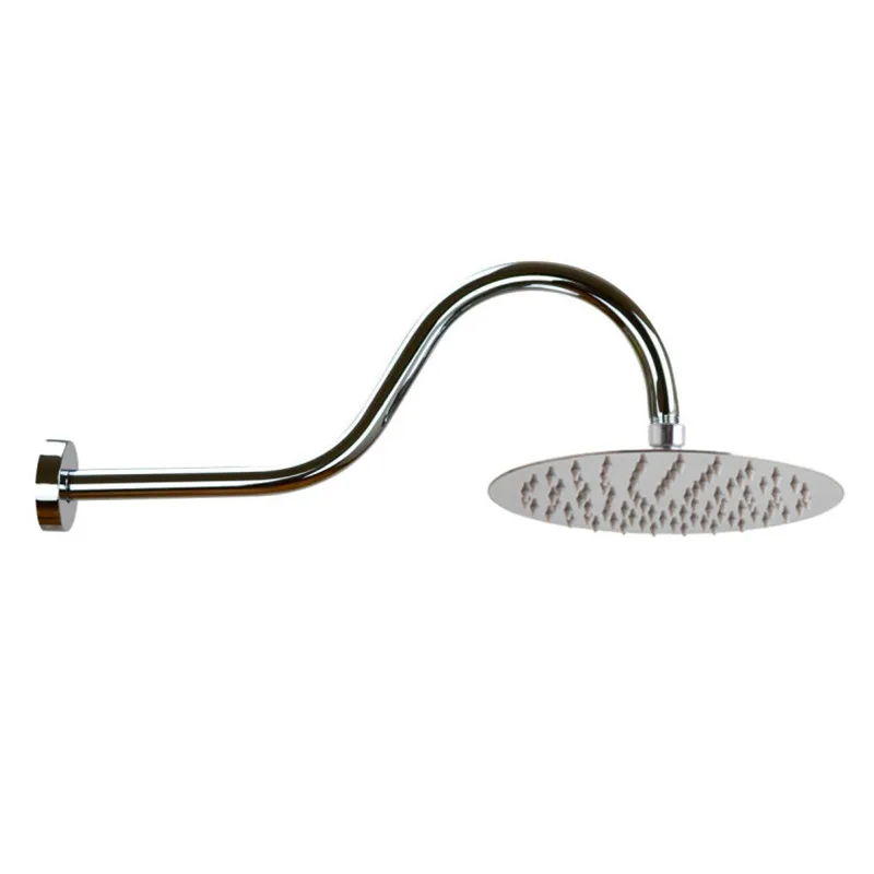 Bathroom Shower Extension Tube Chrome Extended Wall Shower Head Bracket Pipe Tube for Overhead Spray Stainless Steel Shower Arm
