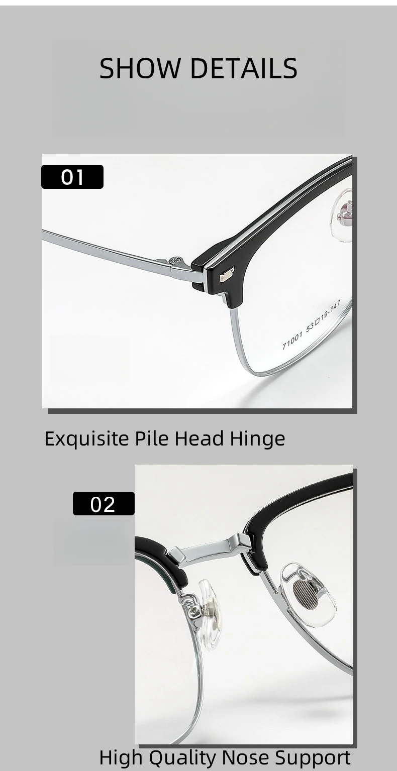 FIRADA Mode Ultra Licht Brillen Retro Komfortable Quadratische Gläser Optische Verordnung Brillen Rahmen Für Männer Frauen 71001K – Detail 4