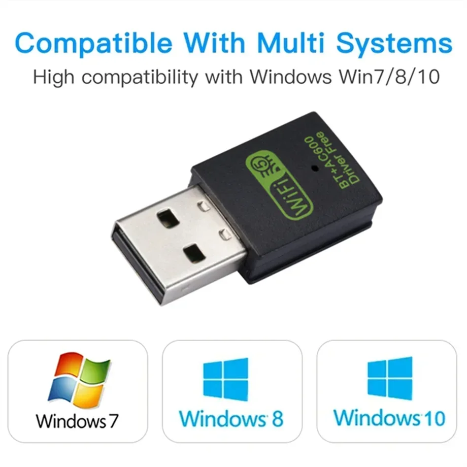 600Mbps USB WiFi Adapter For Bluetooth Dual Band 2.4G/5GHz WiFi 5 Dongle 802.11ac Mini Wireless Computer Network Card Receiver