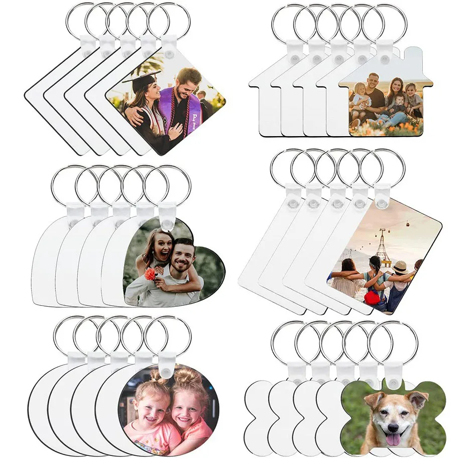 

90PCS Sublimation Keychain Blank Heat Press Transfer Double-Side Printed Keychain Key Ring for DIY Office Tag Art Craft Ornament